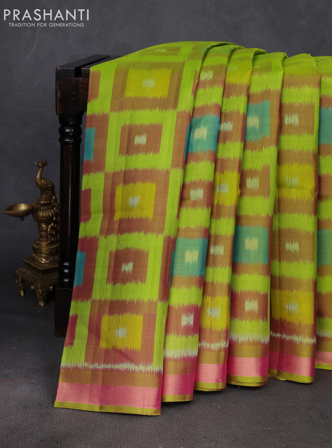 Green Ikat Soft Silk Saree