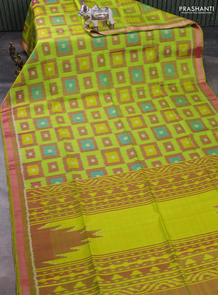 Green Ikat Soft Silk Saree