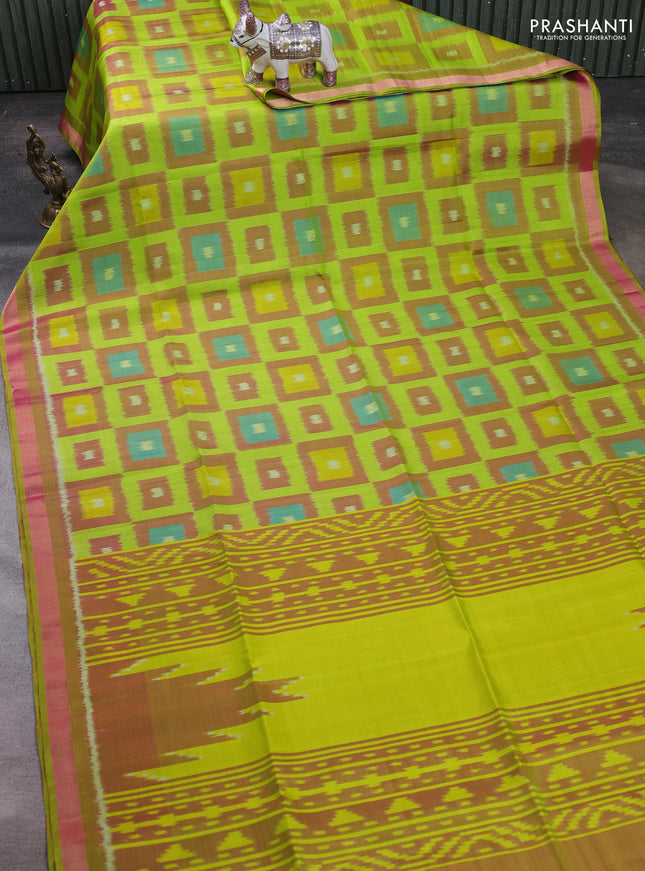 Green Ikat Soft Silk Saree