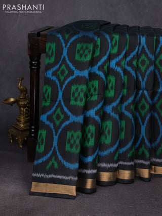 Black Ikat Soft Silk Saree