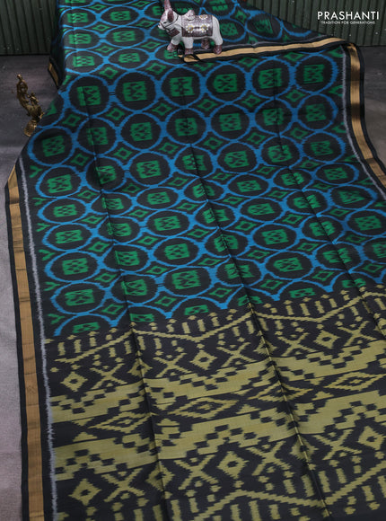 Black Ikat Soft Silk Saree