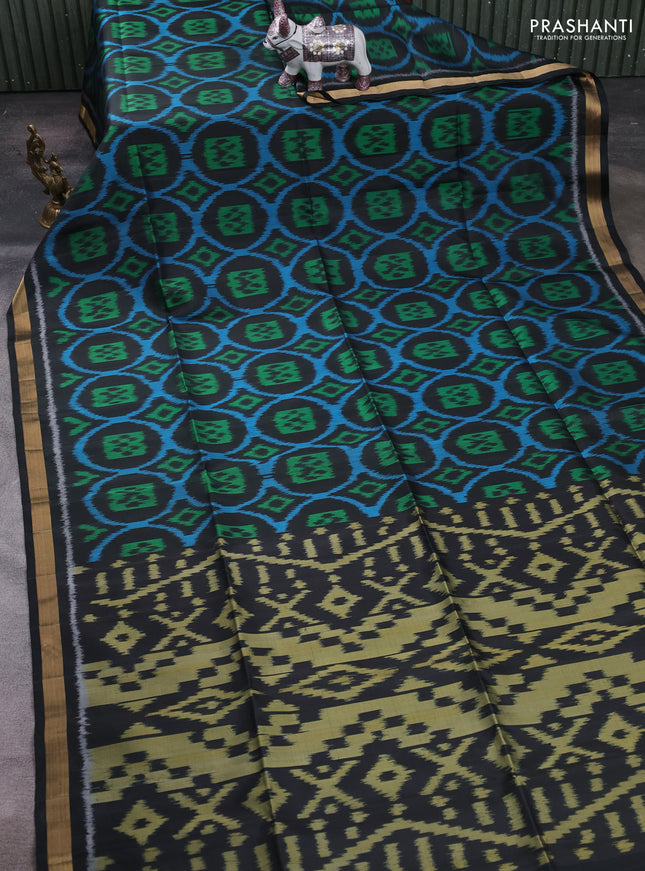 Black Ikat Soft Silk Saree