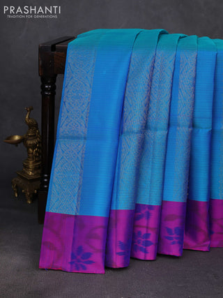 Cs Blue & Purple Ikat Soft Silk Saree