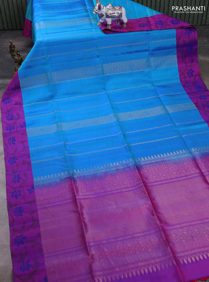 Cs Blue & Purple Ikat Soft Silk Saree