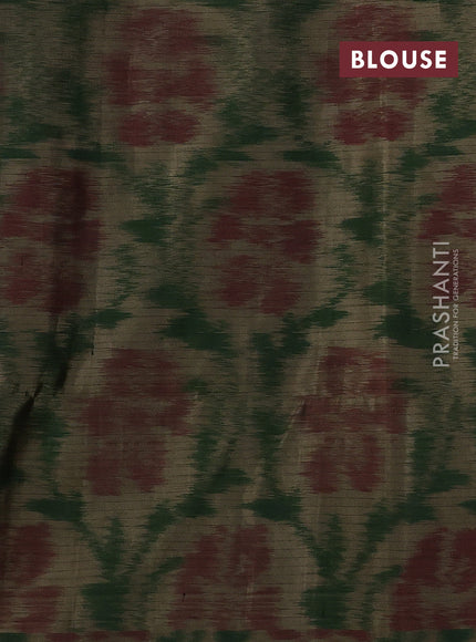 Rust & Grey Ikat Soft Silk Saree