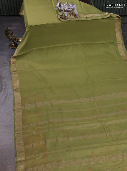 Mehendi Green & Pure Mysore Silk - Printed Blouse
