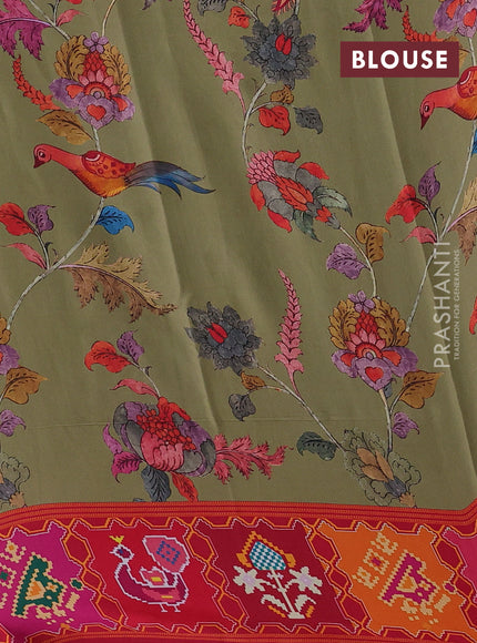 Mehendi Green & Pure Mysore Silk - Printed Blouse