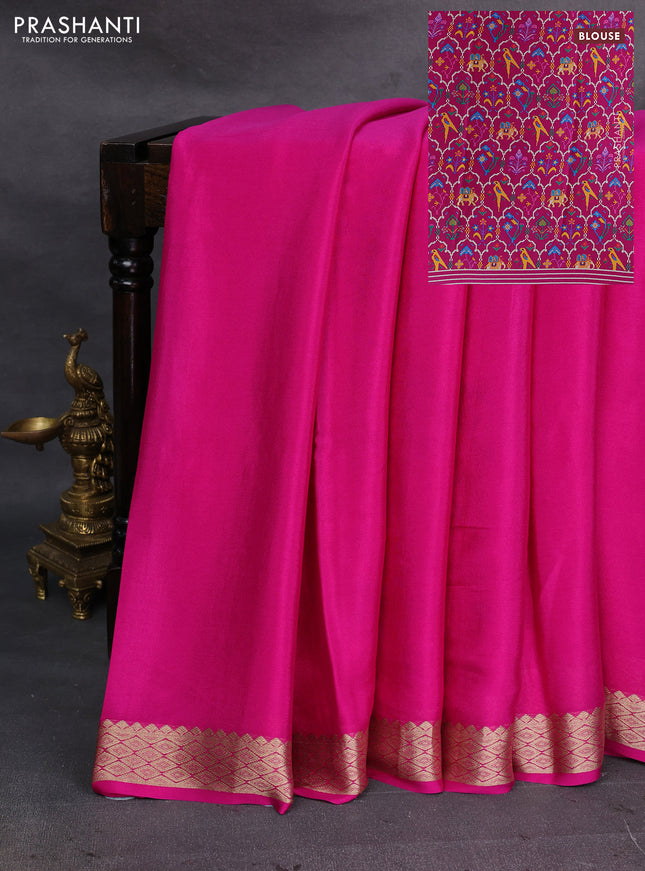 Pink Pure Mysore Silk - Printed Blouse
