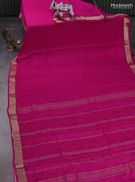 Pink Pure Mysore Silk - Printed Blouse