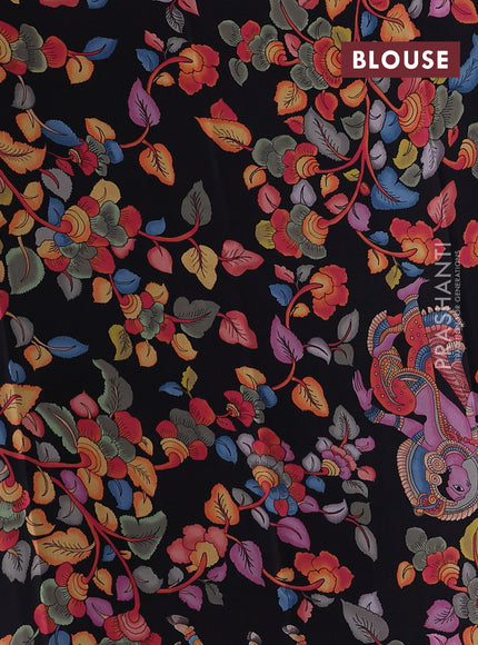 Black Pure Mysore Silk - Printed Blouse