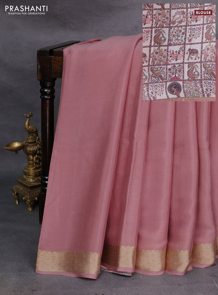 Peach & Cream Pure Mysore Silk - Printed Blouse
