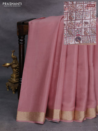 Peach & Cream Pure Mysore Silk - Printed Blouse
