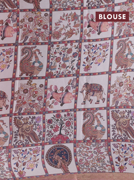 Peach & Cream Pure Mysore Silk - Printed Blouse