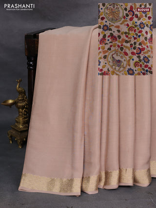 Beige Pure Mysore Silk - Printed Blouse