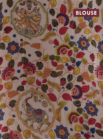 Beige Pure Mysore Silk - Printed Blouse
