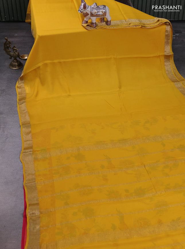 Yellow Pure Mysore Silk - Printed Blouse