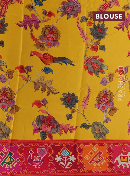 Yellow Pure Mysore Silk - Printed Blouse