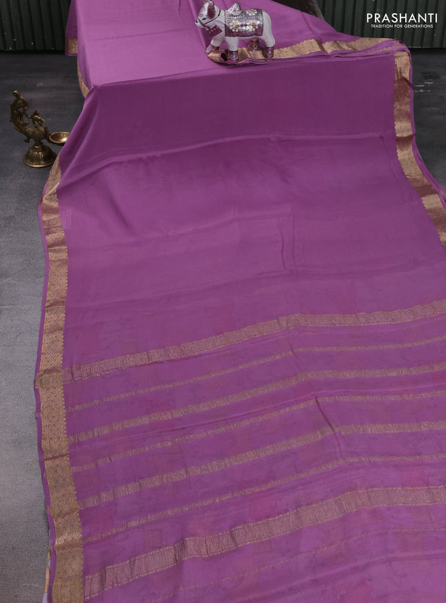 Lilac Pure Mysore Silk - Printed Blouse
