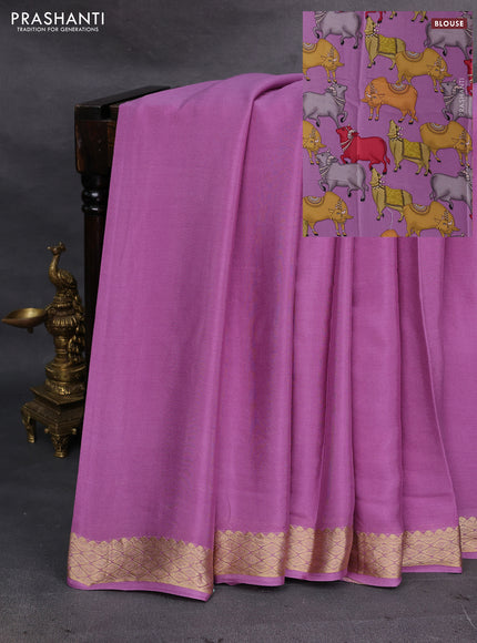Lilac Pure Mysore Silk - Printed Blouse