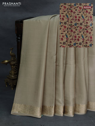 Beige Pure Mysore Silk - Printed Blouse
