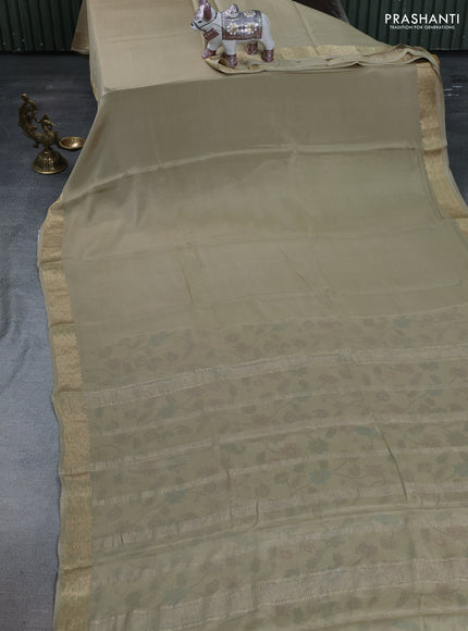 Beige Pure Mysore Silk - Printed Blouse
