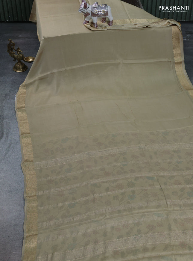 Beige Pure Mysore Silk - Printed Blouse