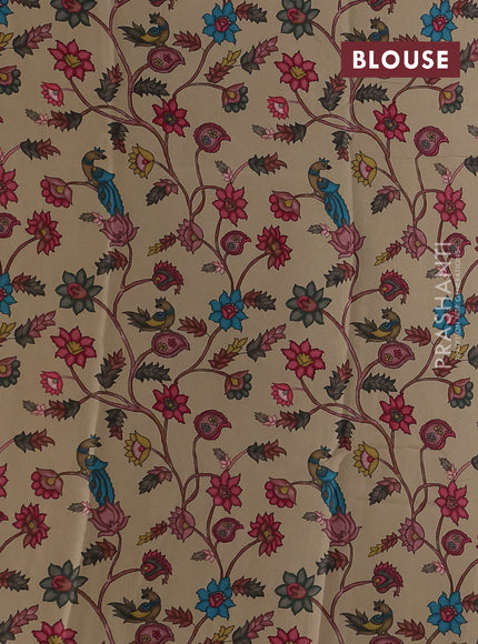 Beige Pure Mysore Silk - Printed Blouse