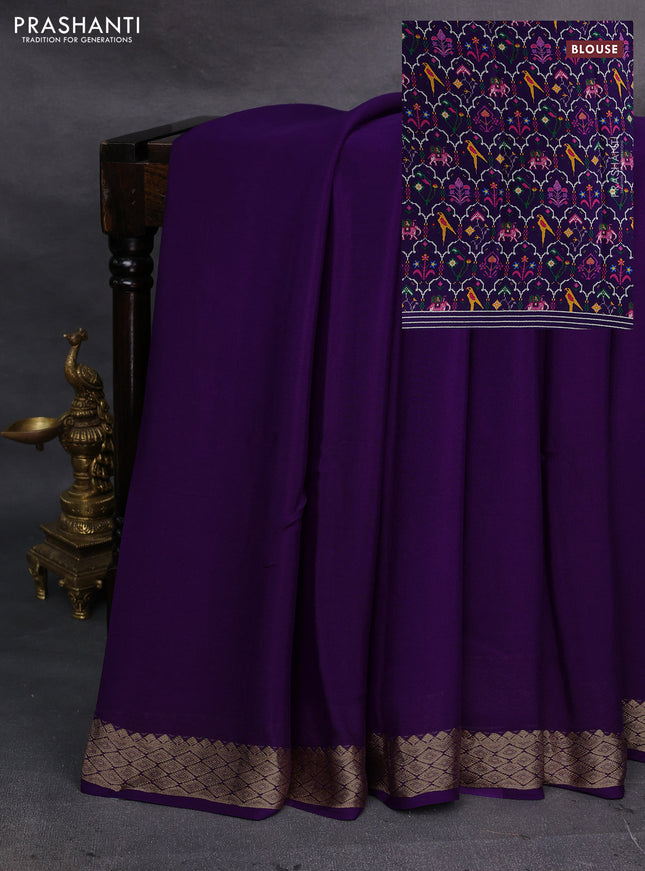 Violet Pure Mysore Silk - Printed Blouse