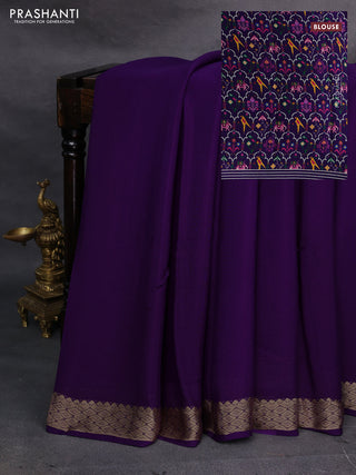 Violet Pure Mysore Silk - Printed Blouse