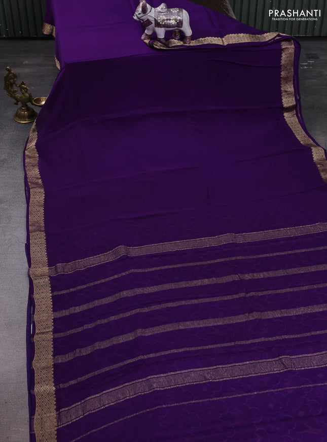 Violet Pure Mysore Silk - Printed Blouse