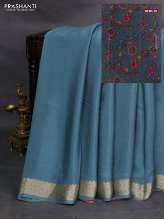Grey Pure Mysore Silk - Printed Blouse