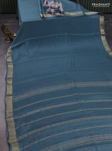 Grey Pure Mysore Silk - Printed Blouse