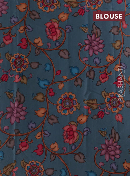 Grey Pure Mysore Silk - Printed Blouse