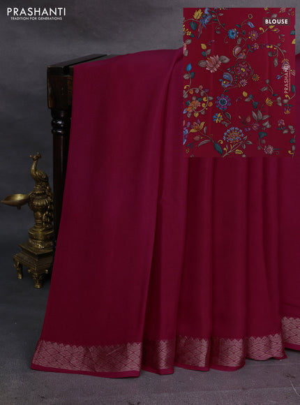 Pink Pure Mysore Silk - Printed Blouse