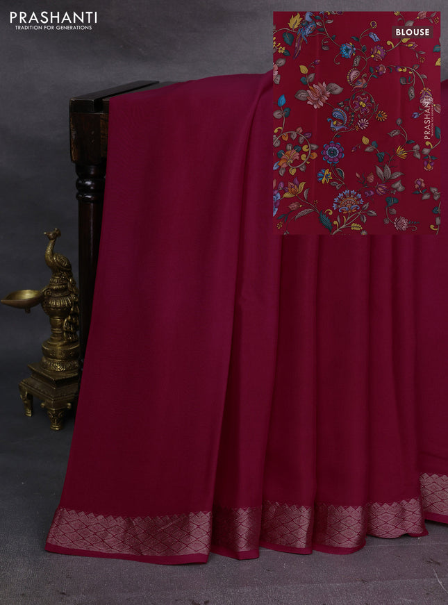 Pink Pure Mysore Silk - Printed Blouse