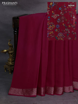 Pink Pure Mysore Silk - Printed Blouse