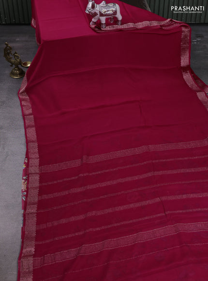 Pink Pure Mysore Silk - Printed Blouse