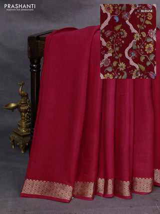 Pink Pure Mysore Silk - Printed Blouse