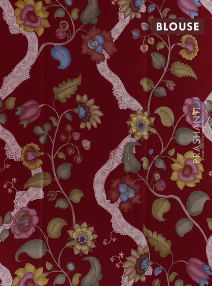 Pink Pure Mysore Silk - Printed Blouse