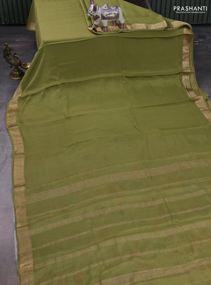 Mehendi Green Pure Mysore Silk - Printed Blouse