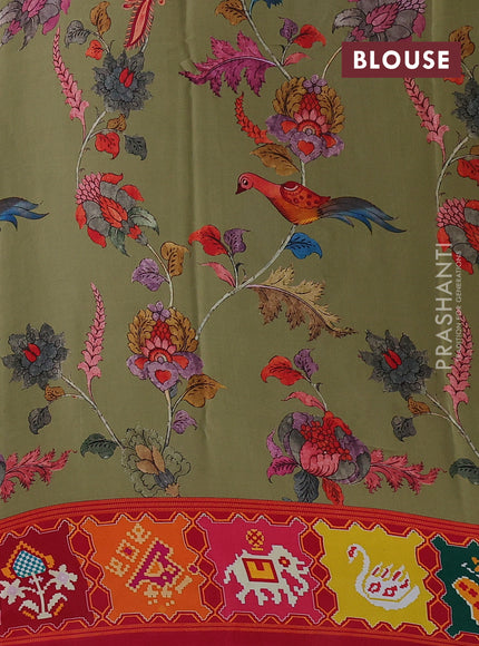 Mehendi Green Pure Mysore Silk - Printed Blouse