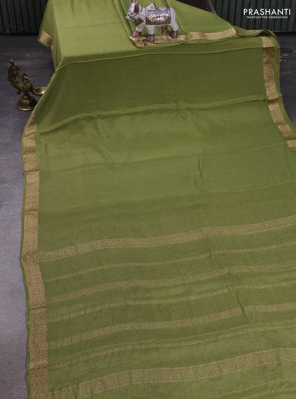 Mehendi Green Pure Mysore Silk - Printed Blouse