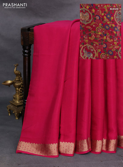 Pink Pure Mysore Silk - Printed Blouse