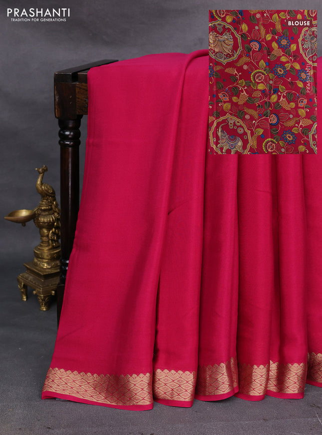 Pink Pure Mysore Silk - Printed Blouse