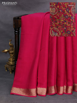 Pink Pure Mysore Silk - Printed Blouse