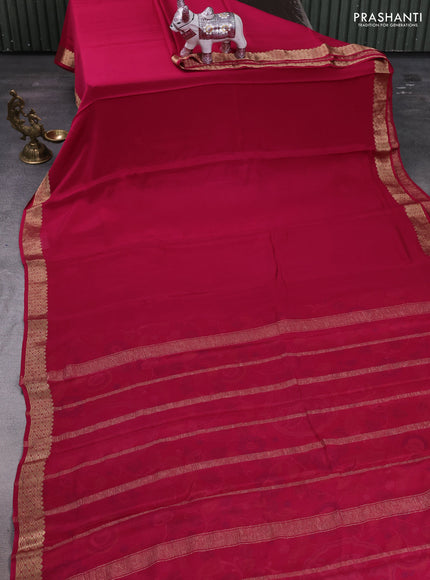 Pink Pure Mysore Silk - Printed Blouse