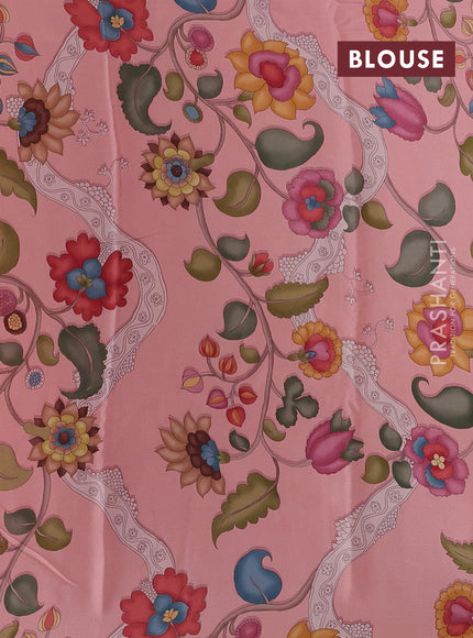 Peach Pure Mysore Silk - Printed Blouse