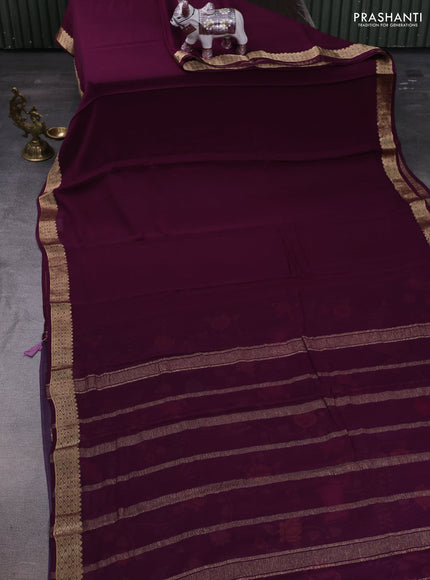 Wine Shade Pure Mysore Silk - Printed Blouse