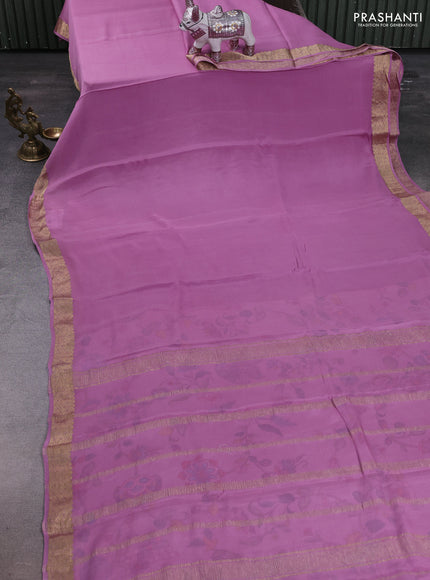 Mauve Pink Pure Mysore Silk - Printed Blouse