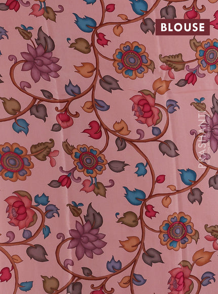 Peach Pure Mysore Silk - Printed Blouse